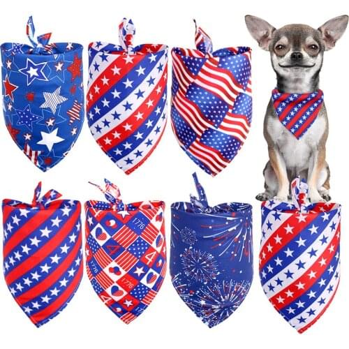 American National Flag Sign Independence Day Pet Triangular Scarf Dog Saliva Towel Pet Supplies