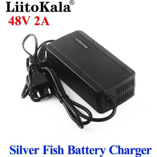LiitoKala 36V 48V Silver Fish battery charger 42V 54.6V 2A Charger Li-ion Charger For 10S 13S 36V 48V Electric Bike