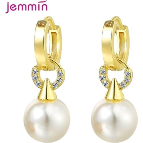 New Arrival 925 Sterling Silver Cute Crystal Pearl Earrings For Women Girls Wedding Fashion Jewelry 2021 Trend Wholesale