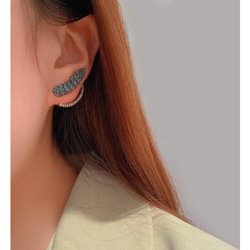 Tassel Leaf Wheat Ears Feather Earrings For Women Cubic Zircon Green Fashion Jewelry Luxury Trendy Wedding Gift High Quality