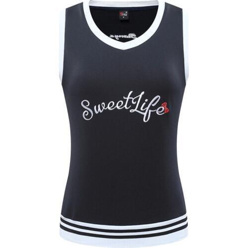 PGM Women V Neck Golf Vest Ladies Sleeveless Windproof Warm Waistcoat Letter Print Sports Vest Golf Clothings S-XL D0693