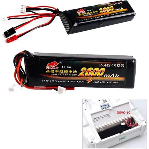 1pcs 11.1V 2600mAh 8C 3S Li-Poly RC Battery for Walkera DEVO 7 DEVO 10 DEVO12E F12E WFLY9 RadioLink AT9 AT10 Transmitter