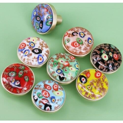 1PC Exquisite Furniture Handles Wardrobe Dresser Knobs Cupboard Cabinet Drawer Round Colored Luxury Furniture Pulls Dia 32mm