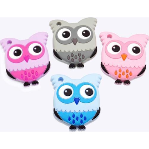 1PCS Silicone Teethers Animal Owl Baby Teether BPA Free Food Grade Silicone Chewable Charms Baby Teething Gift Toddler Toys