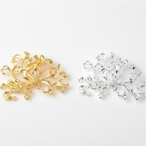 10 Pcs 37*49mm Flower Stamen Charms Connectors Hair Accessories DIY Handmade Jewelry Making Accessories