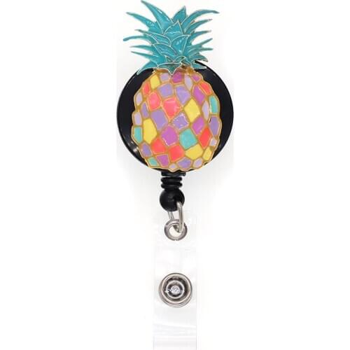 10pcs/lot Free Shipping Colorful Enamel Pineapple Badge Holder Nurse Fruits Badge Reel