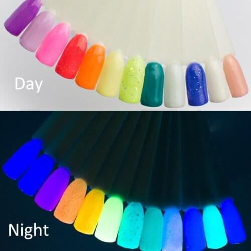 12 Pcs Nail Powder Glitter Pigment Night Luminous Dipping Shining Natural Dry Nail Art UV Polish Maicure