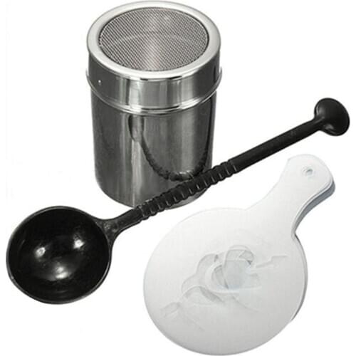 16pcs Coffee Shaker Cocoa Powder Stainless Steel Chocolate Sugar Cappuccino Cinnamon Dusting Tank Kitchen Filter Cooking Tool