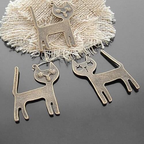 20401)100g,about 20-22PCS 44x33MM Antique Bronze Zinc Alloy Cat Charms Pendants Diy Jewelry Findings Accessories Wholesale