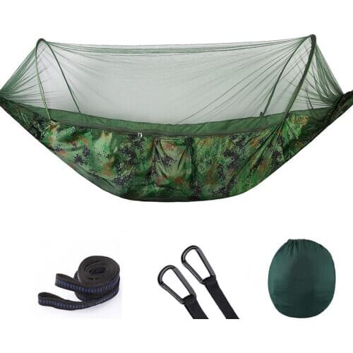 250x120cm 98"x47" 210T Nylon Taffeta Hammock Outdoor Camping Hanging Bed With Mosquito-net Family Garden Party Use