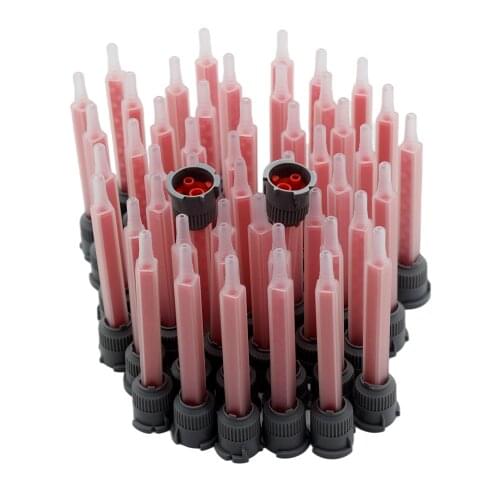 50pcs Mixing Nozzle 10:1 Epoxy Adhesive Applicator Static Mixer AB Glue Mixed Tube Dual Cartridge Square Mixing Nozzle Set