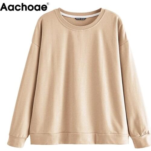 Aachoae Solid Women T Shirt Batwing Long Sleeve Home Casual Tee Shirt O Neck Loose Basic Ladies Tops Summer Spring Ropa Mujer