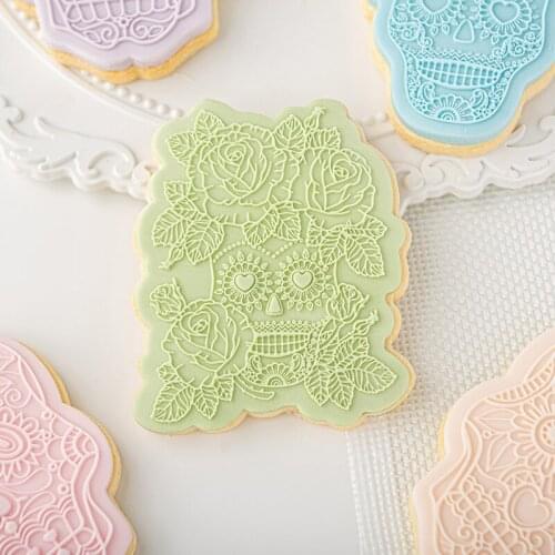 Acrylic Halloween Skull Cookie Stamp Embosser Mold Cake Cookie Cutter Fondant Sugar Craft Cookies Stamp Embossed Mold