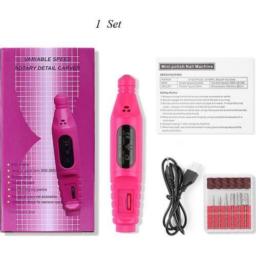 1Set Portable Professional Electric Nail Drill Machine Kit Manicure Machine Nail Art Pen Pedicure Nail File Nail Art Tools Kit
