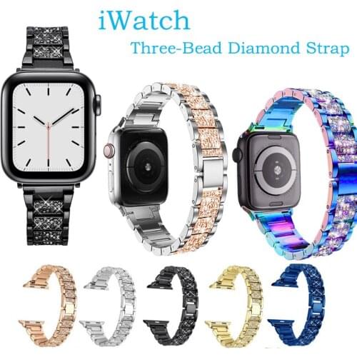 Stainless Steel Diamond Strap for Apple Watch IWatch Series 6 5/SE 4 3 Band Metal 38/40/42/44mm Luxury Watch Bracelet Watchband