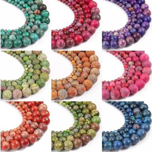 Natural Beads Matte American Turquoises Green Blue Howlite Round Stone Bead for Jewelry Making DIY Bracelet Accessories 15