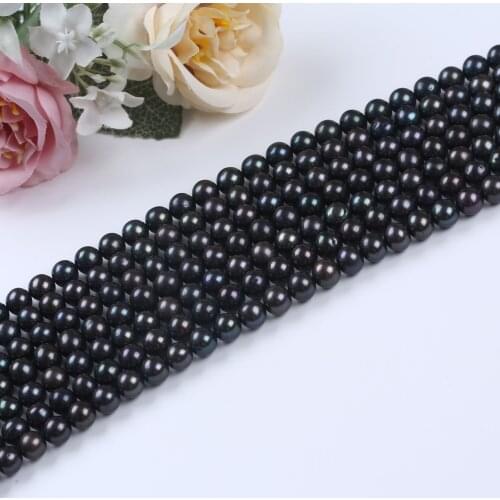 Black Pearl Peacock Near Round Edison Shape Baroque Freshwater Beads foJewelry Making