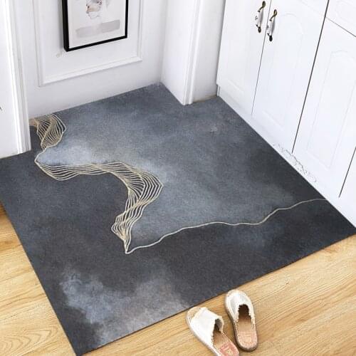 Black Simple PVC Welcome DoorMat Entrance Hallway Rectangle Printed Non-Slip Floor Rugs DIY Cut Door Rug Bathroom Kitchen Mat