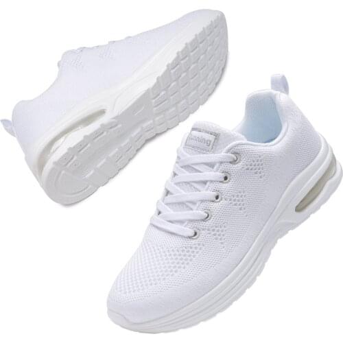 Solid Sneakers Women White Shoes 2021 Lace Up Breathable Mesh Casual Sport Shoes Women Sneakers Air Cushion Tennis Female Flats