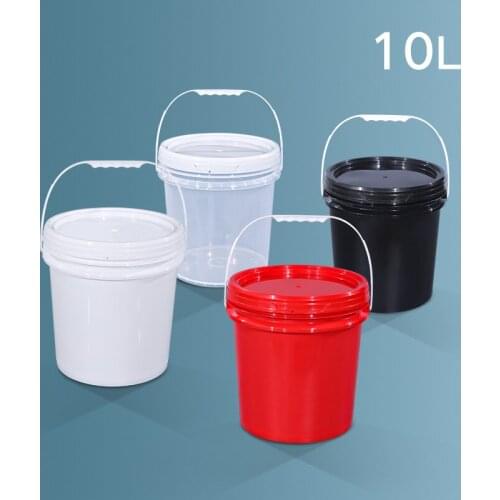 10L Round Plastic Bucket with Handle Red Black White Clear Thicken Food Grade Storage Container High Quality