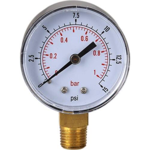 Pressure Gauges 0-15psi 0-1bar BSPT 50mm Water Pressure Meter Thread Mount Oil Pressure Gauge Air Compressor Manometer Tester