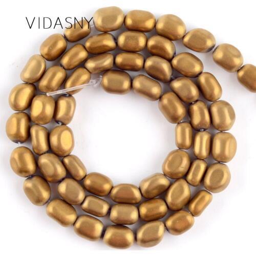 Matte Gold Hematite Natural Mineral Beads Oval Shape Spacer Stone Beads For Jewelry Making Diy Bracelet Accessories 5-8mm 15