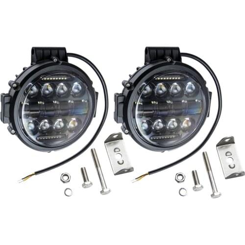 2X 7 Inch 200W Round LED Work Light Combo DRL Driving Headlight Offroad Truck 6000K-6500K 9-30V DC for Jeeps, Motorcycles