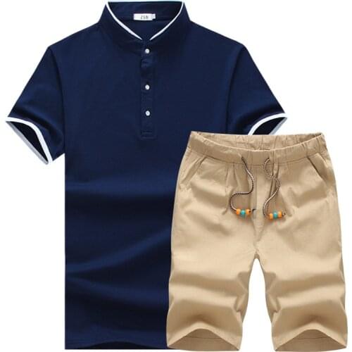 Male Suits T- Shirt+Shorts Clothes Sets Tracksuits 18 Colors Plus Size M-5XL Men Summer Clothing Set New Fashion Casual Thin