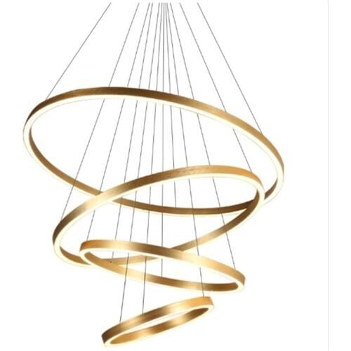 Nordic minimalist creative led chandeliers living room bedroom light luxury European-style villa circular ring lamps