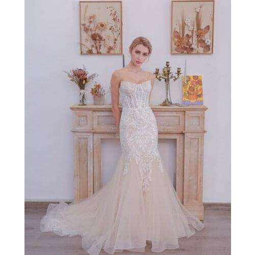 2021 new main wedding dress Mori super fairy dream bride wedding dress fishtail slim tailed evening dress