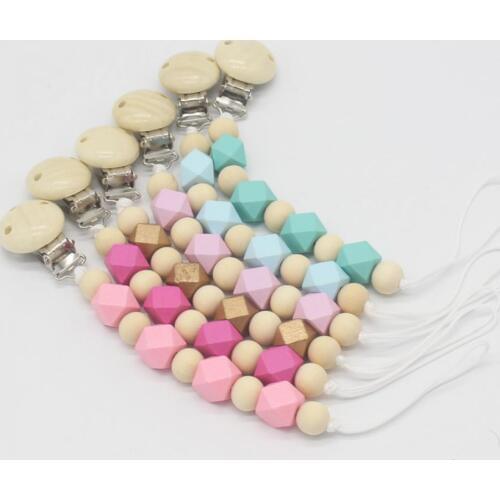 New Baby Pacifier Clip Chain Wooden Beads Clip Chew Pacifier Clips Nipple Holder Teether Anti-Drop Pacifier Rope/Chian