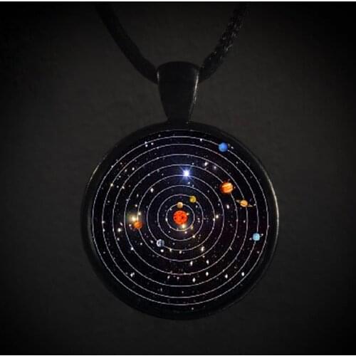 New Fashion Solar System Planet Galaxy Cabochon Glass Cosmic Pattern Pendant Necklace Chain Man Women Necklace Classic Jewelry