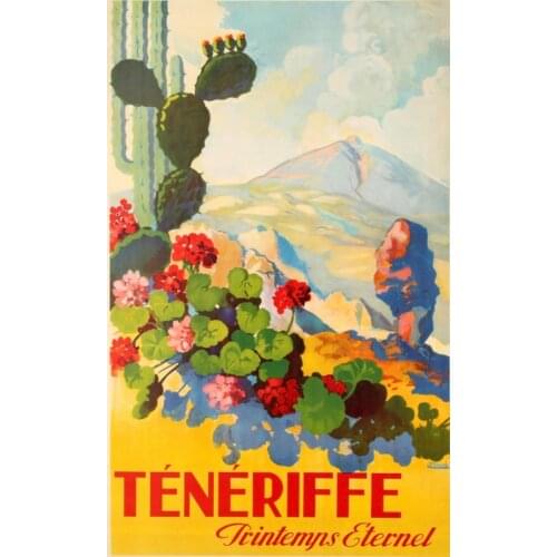 Landscape Spain Tenerife Island Scenic Travel Tour Islas Canarias Vintage Decorative Poster Wall Canvas Sticker Home Decor