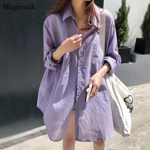 Casual Harajuku Summer Loose Womens Shirts 2021 Women Blouse Solid Long Sleeve Button Shirt Tops Female Blusas 9910