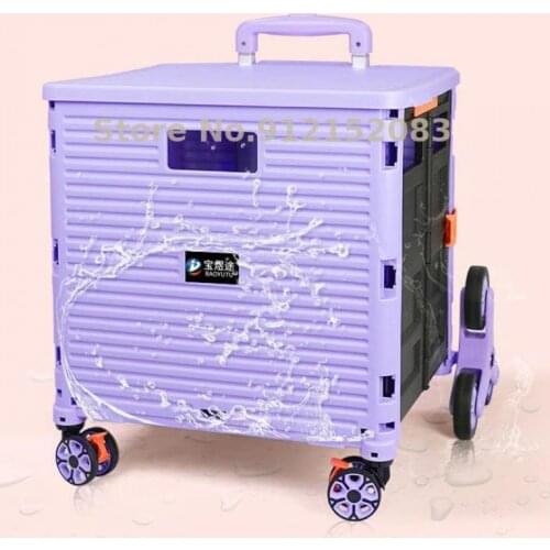 Net Red Shopping Cart Folding Grocery Shopping Cart Express Pulling Goods Storage Buying Food Trolley Grocery Shopping Cart