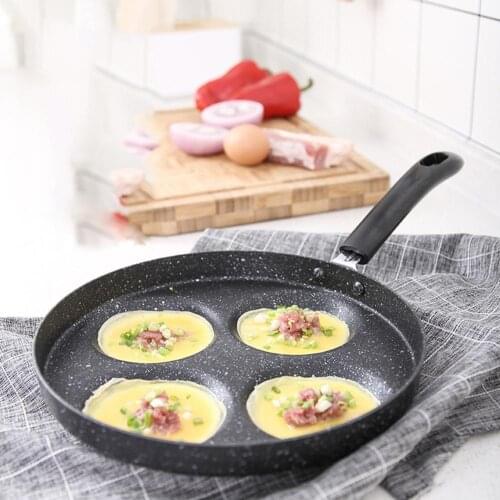 Omelette Pan Mini Non-stick Four-hole Flat Aluminum Alloy Omelette Multifunctional Household Practical Pancakes for Breakfast