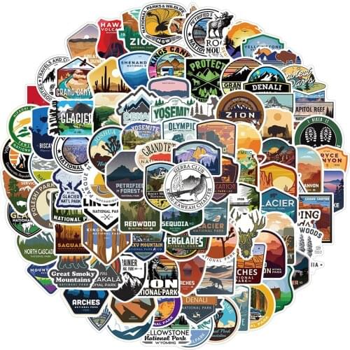 10/30/50/100PCS Aesthetic National Park Graffiti Stickers DIY Guitar Laptop Motorcycle Travel Waterproof Cool Decal Kid Sticker