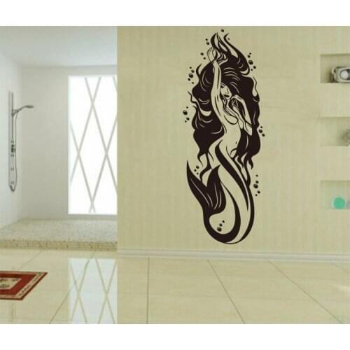 Bathroom Wall Decals Vinyl Sexy Nude Mermaid Girl Bathroom Wall Decoration Stickers Waterproof Glass Decoration Painting Poster