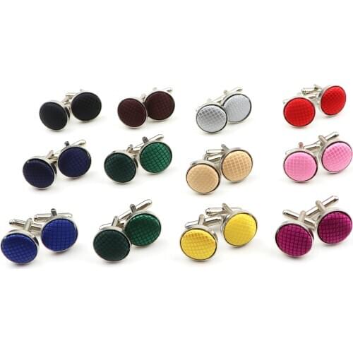 Mens Solid Plaid Round Cufflinks Braided Jewelry Fashion Shirt Accessories For Business Wedding Party Suit Cuff Link Men Gift