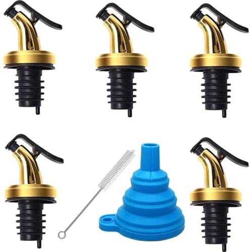 Gold Olive Oil Spout Oil And Vinegar Dispenser Pour Spouts With Attach Cap for Easy Cover, Perfect Choice for Olive Oil Bottle