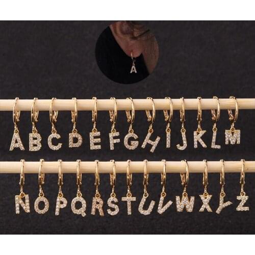 1Pair Cute Korean Zircon Alloy Stud Earring Flash Rhinestone Letter Earrings For Women Fashion Piercing Jewelry Gift Accessories