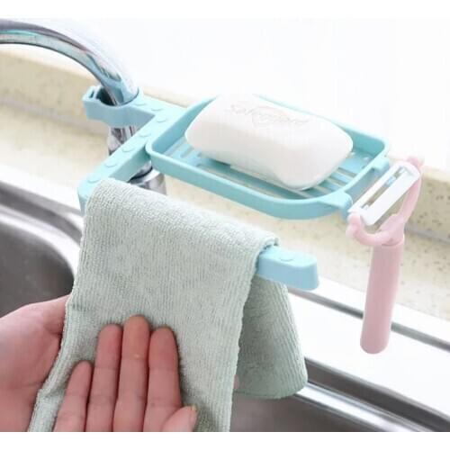 1pc Sponge Holder Dish Cloths Towel Rack Sink Around Faucet Sponge Drain Holder Clip Rag Storage Rack For Kitchen Bathroom