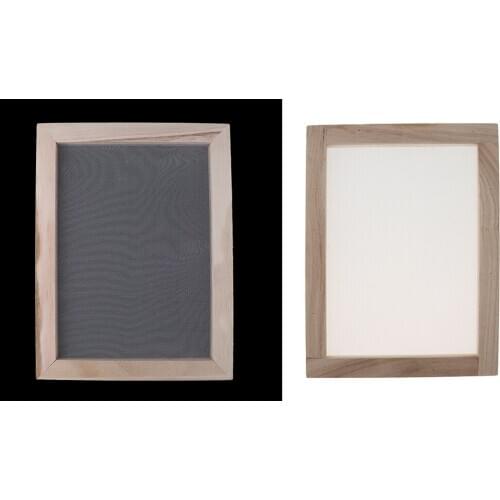 2 Pieces Wooden Paper Making Mould Frame Screen For Paper Handcraft 19x25cm