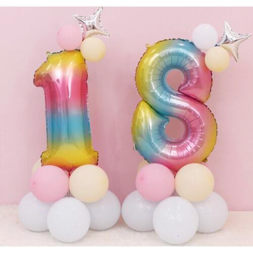 32 inch Number Balloons Stand Balloon Holder Column Confetti Balloon Baby Shower Kids Birthday Party Wedding Decoration Supplies