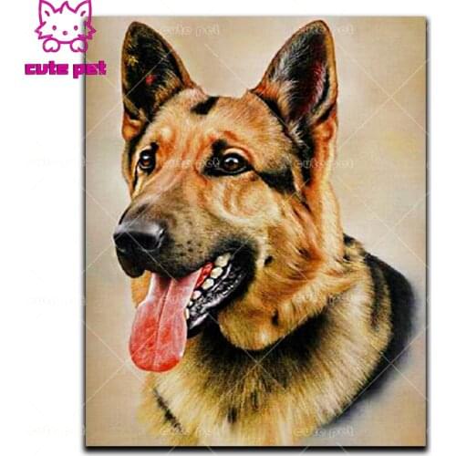 5D Diamond Painting German Shepherd Full square Stone Dog Diamond Embroidery of Rhinestones DIY Hobby Needlework Paint Art Decor