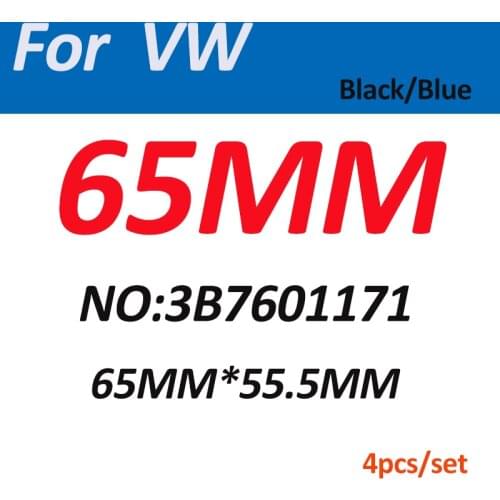 65mm Black Blue Car Wheel Center Hub Caps Auto Rims Hubcaps Covers ABS Label For Passat B6 B7 CC Golf MK5 MK6 Tiguan Car-styling