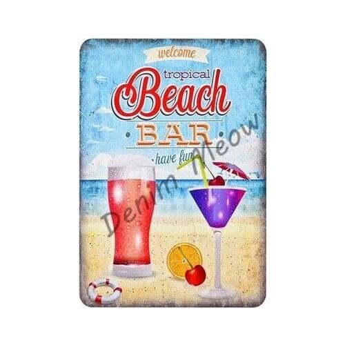 English Flower Garden Vintage metal plates Summer surf Best Offers Metal tin sign Happy Beach Bar Kitchen Painting Stickers WY19