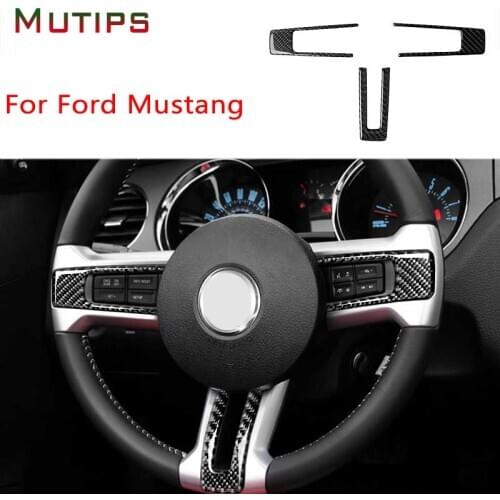 Mutips For Ford Mustang 2009-2013 Car Interior Accessories Carbon Fiber Car Steering Wheel Cover Sticker RHD LHD Auto Styling