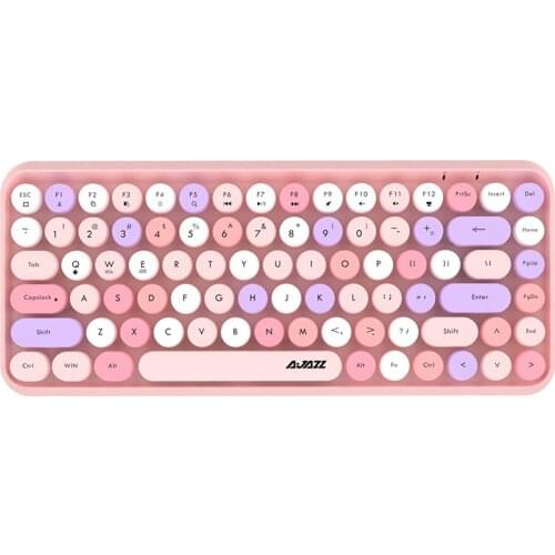 Hot Sale Pink 308I Bluetooth-compatible Keyboard Retro Typewriter Round Keycaps Wireless Keyboard for Windows/iOS/Android Tablet