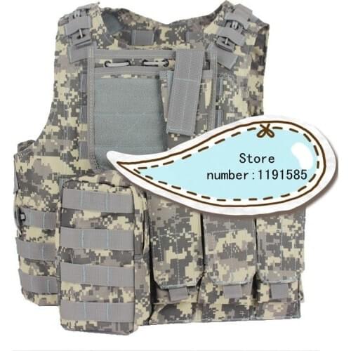 Amphibians Molle Quick Release Chest Rig Harness Tactical Airsoft Paintball Molle Vest W/ Triple 5.56mm Mag Pouch ACU